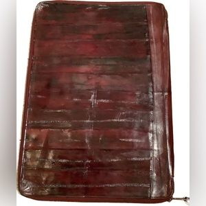 NEW EDC Eelskin & Suede leather Portfolio clamshell organizer